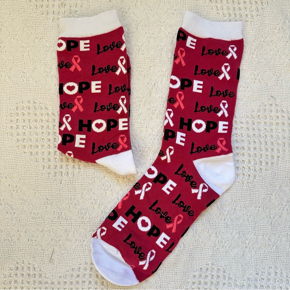 Breast Cancer Support Awareness Socks NWOT